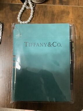 Tiffany & Co. Teal Hardcover Notebook with Black and Gold Pen